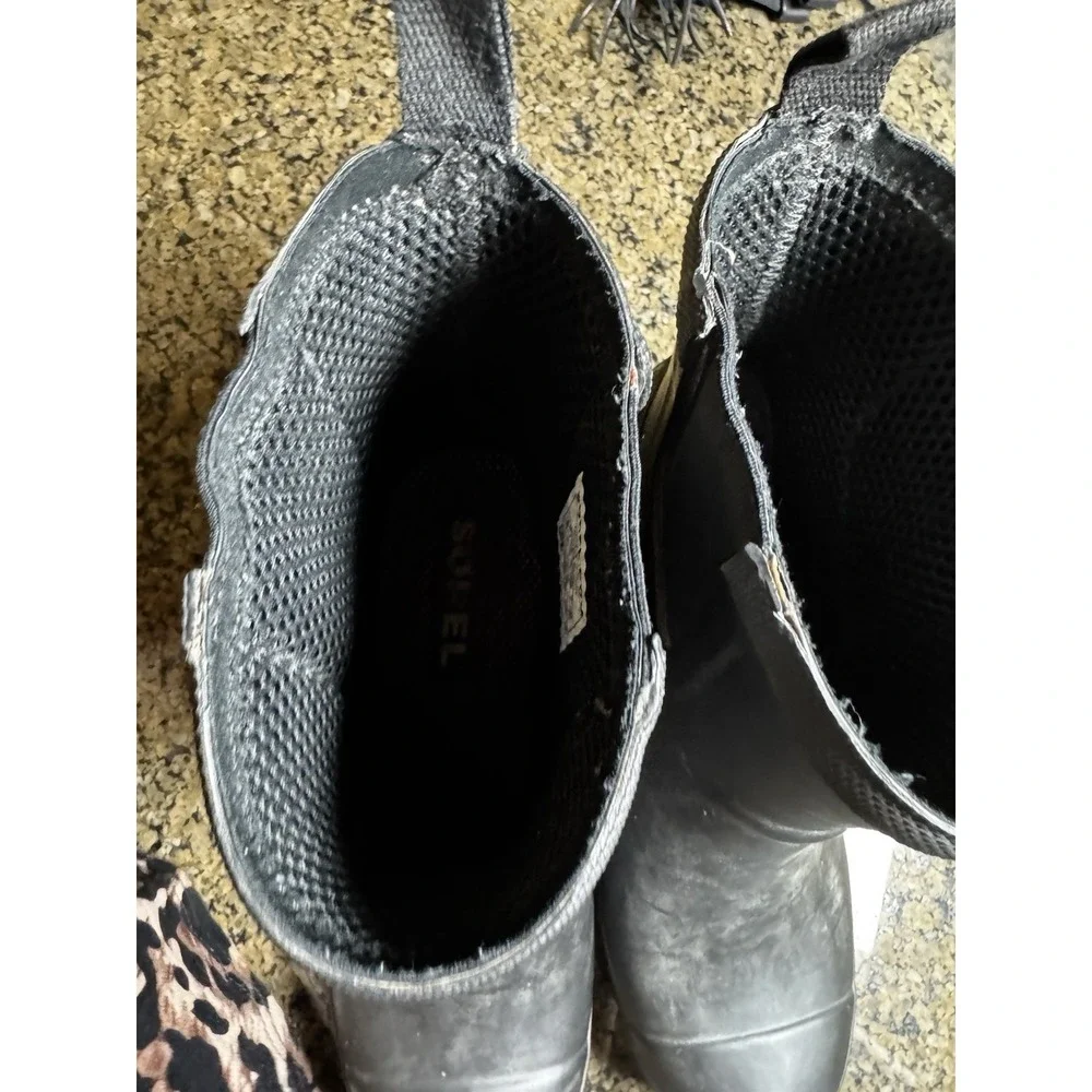 Sorel Joan Rain/ Snow/Hike Wedge Chelsea Boots Waterproof Black Size 9 EUC (MR)